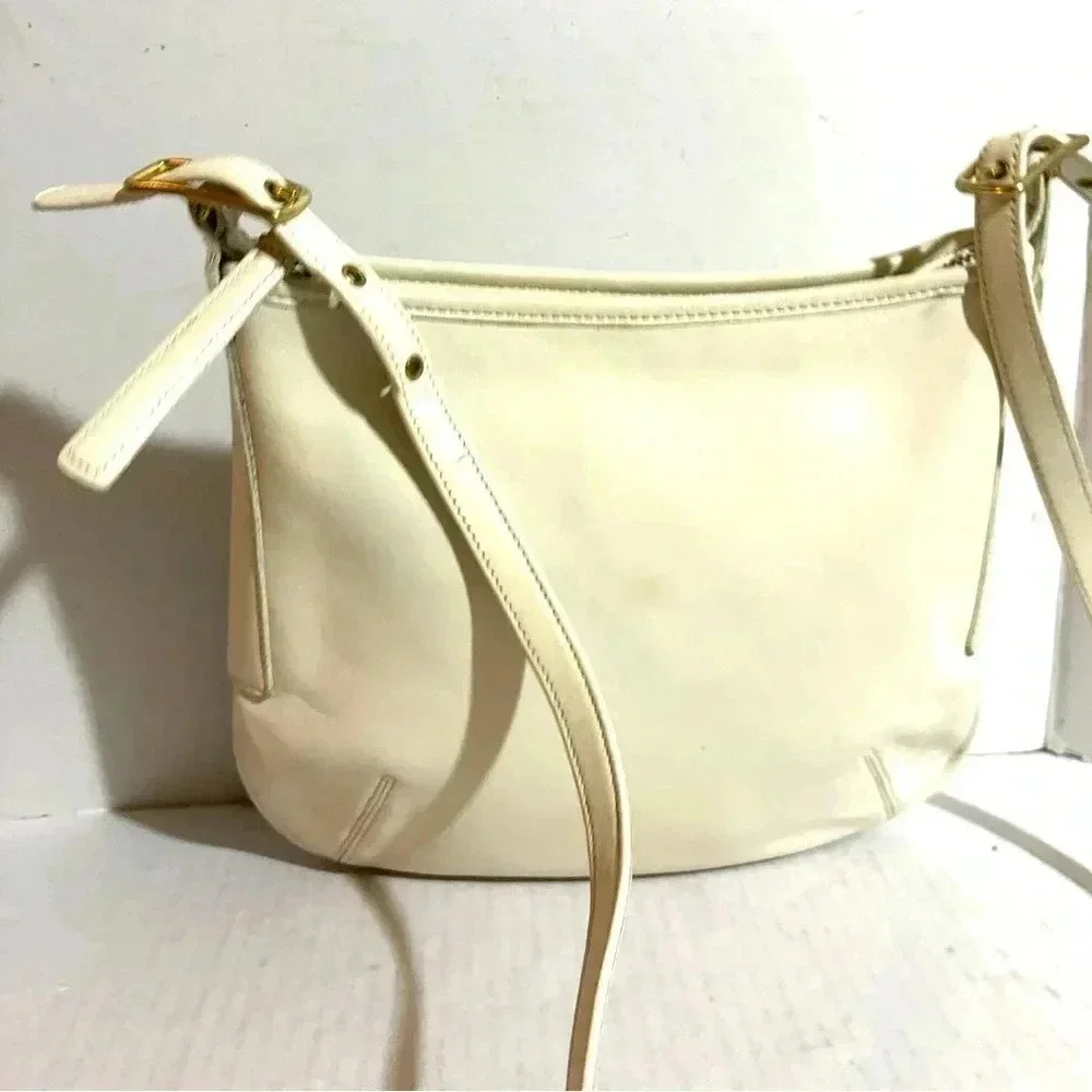 Coach vintage white leather crossbody handbag